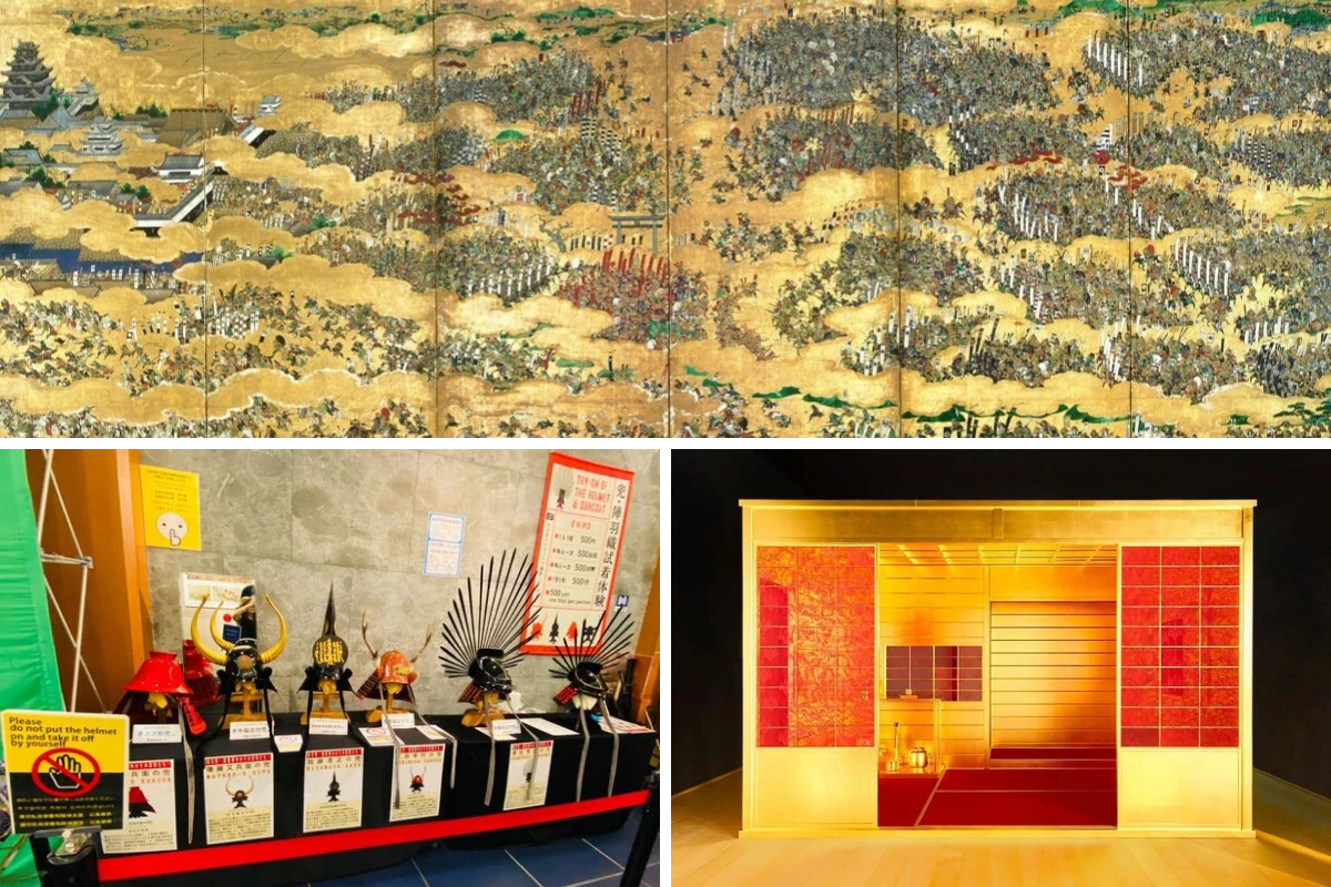 天守閣文物：夏之陣屏風、武士頭盔、黃金茶室