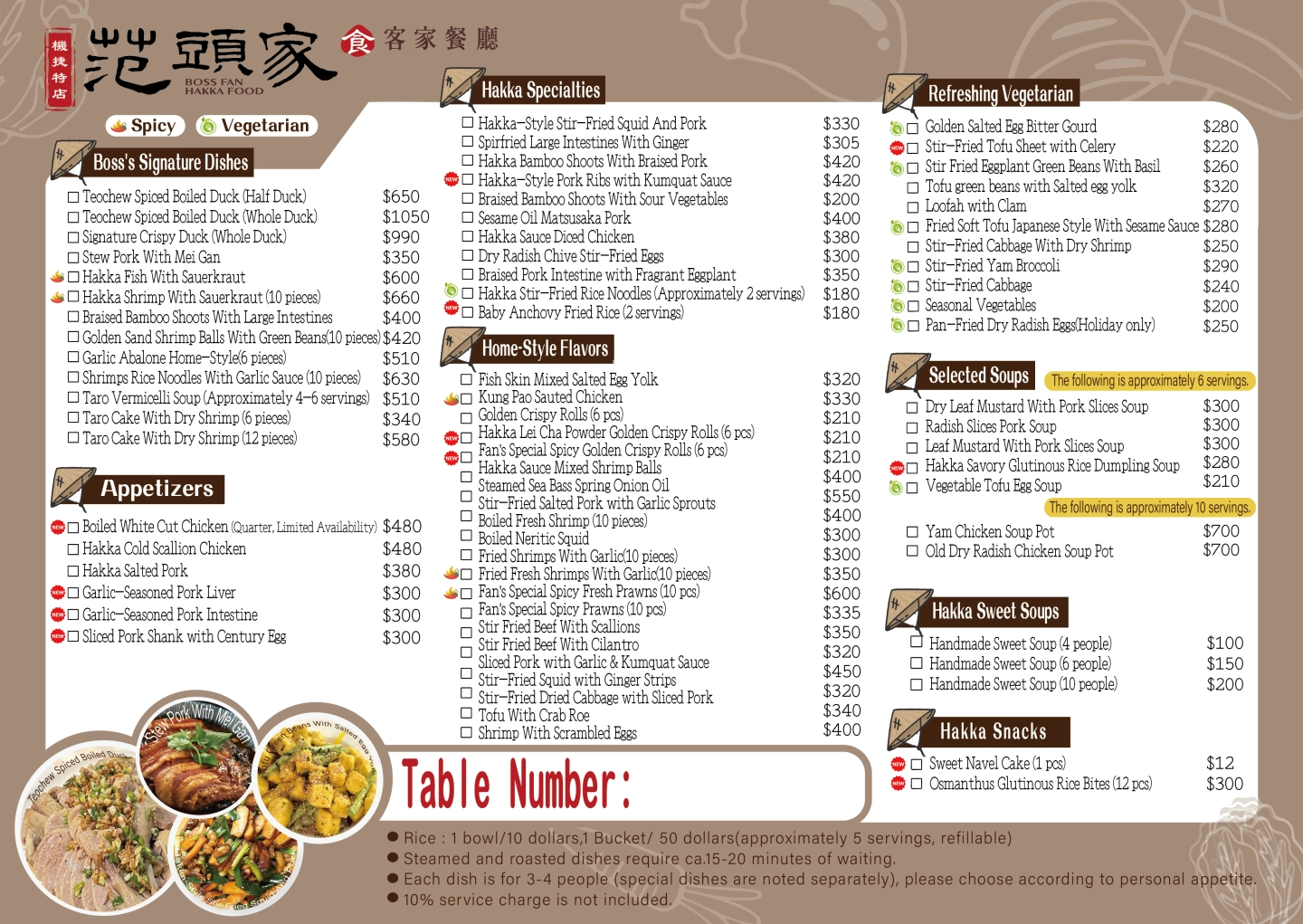 范頭家頭份店英文菜單
